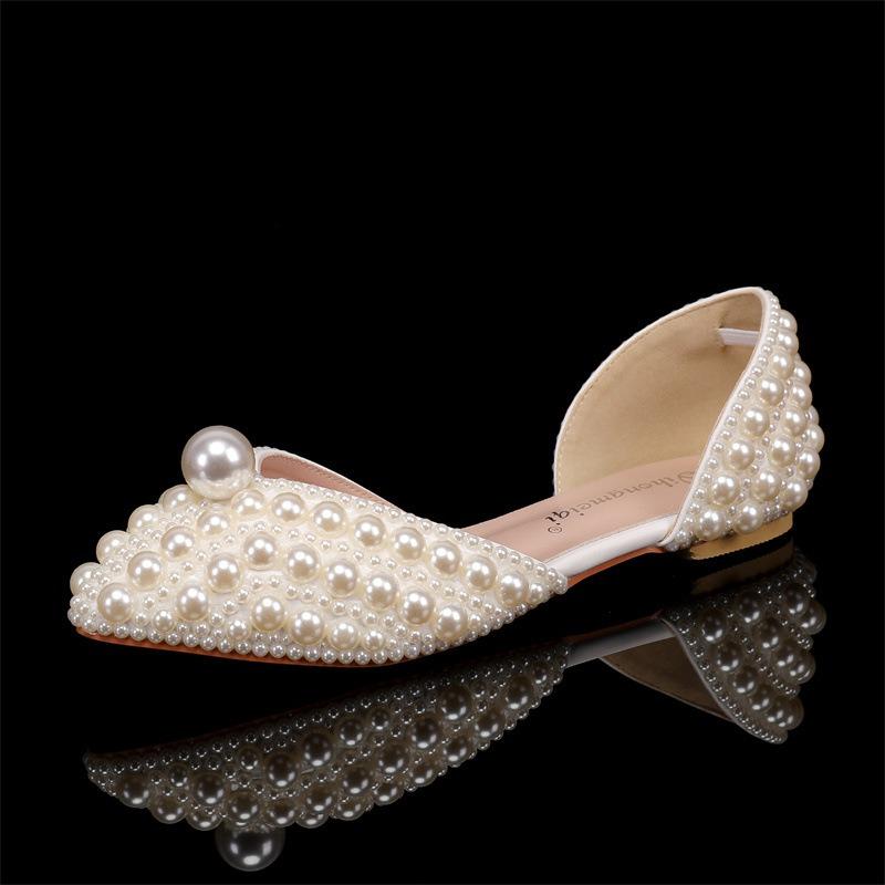 Summer New Women's Pearl Flat Shoes Fashionable, Sexy, Comfortable Mary Jane Large Flat Sandals