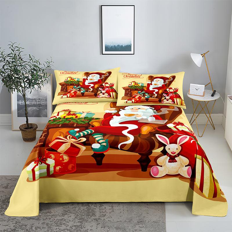 Comforter Merry Christmas Bed With 3D Print Santa Claus Home Decor New Year King Queen Full Size Red Bed