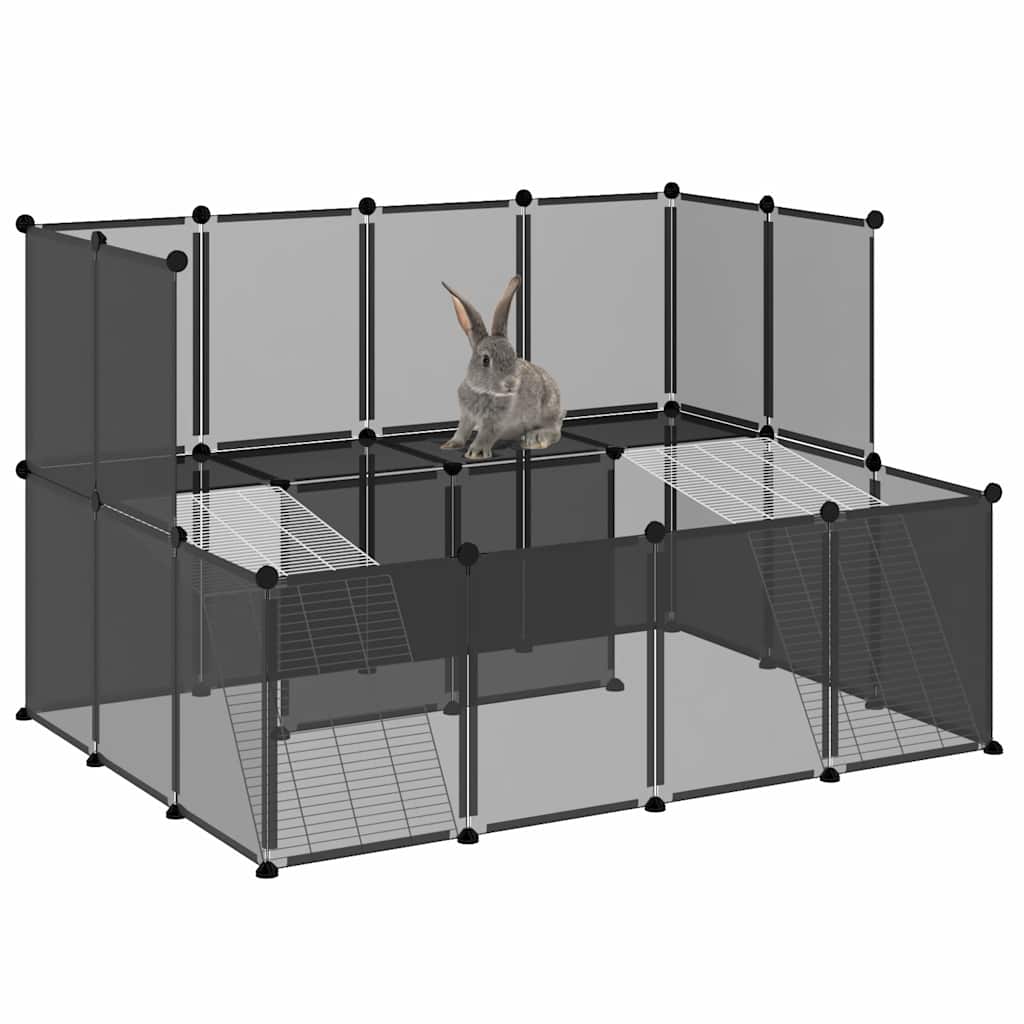 Vidaxl Gabbia per Piccoli Animali, Nera, 143X107X93 Cm, PP e Acciaio