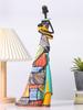 "Milky Bond" African Mother Resin Statue Nursing Baby Sculpture with Tribal Patterns, Bedroom Living Room Home Art Decor