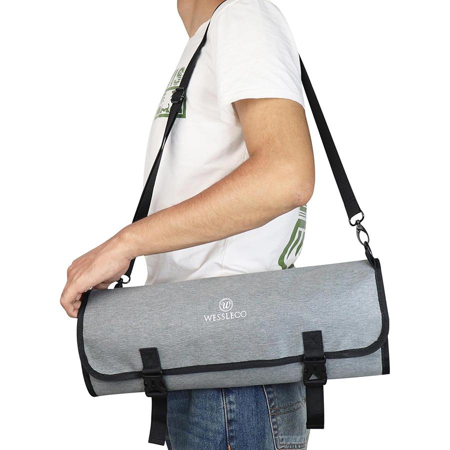Chef Knife Roll Bag Foldable Handbag Shoulder Chef Knife Bag Portable Durable Storage Pockets Home Kitchen Travel Cooking Tools