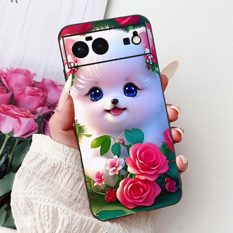 

For Google Pixel 6 Case Cute Animals Soft Silicone Phone Cases For Google Pixel 6 Pixel6 Coque Ultra-thin TPU Back Cover Housing Google Pixel 6&Case & Strap