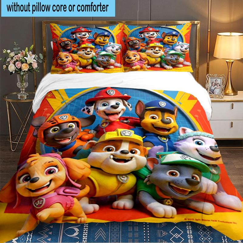 Dog Paw Heroes 3PCS Bedding set,Ideal for 1pc Duvet Cover And 2pcs Pillowcases Perfect for Fan gift,Ideal for Bedroom, Dormitory