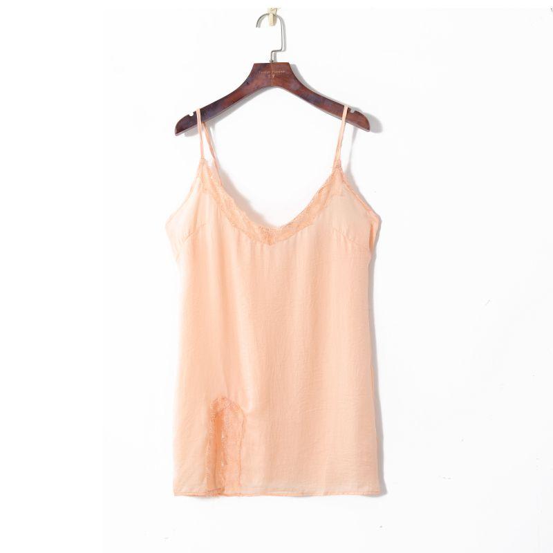 

Летняя женская одежда 2023 года, модный европейский и американский стиль, однотонная, сексуальное кружево, V-образный вырез, пуловер, свободная ночная рубашка, юбка на бретелях Meat powder S