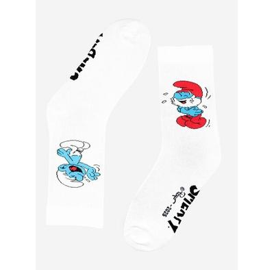 Smerfy Long Socks Long Socks White Smurfs Papa Smurf & Jokey Uni