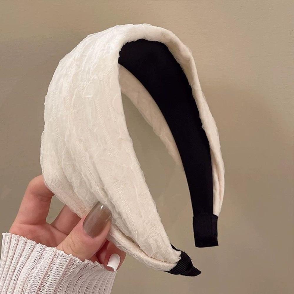 

Solid Color Wide Headband Face Wash Chiffon Hair Hoop Sweet Wide Edge Hairband Daily