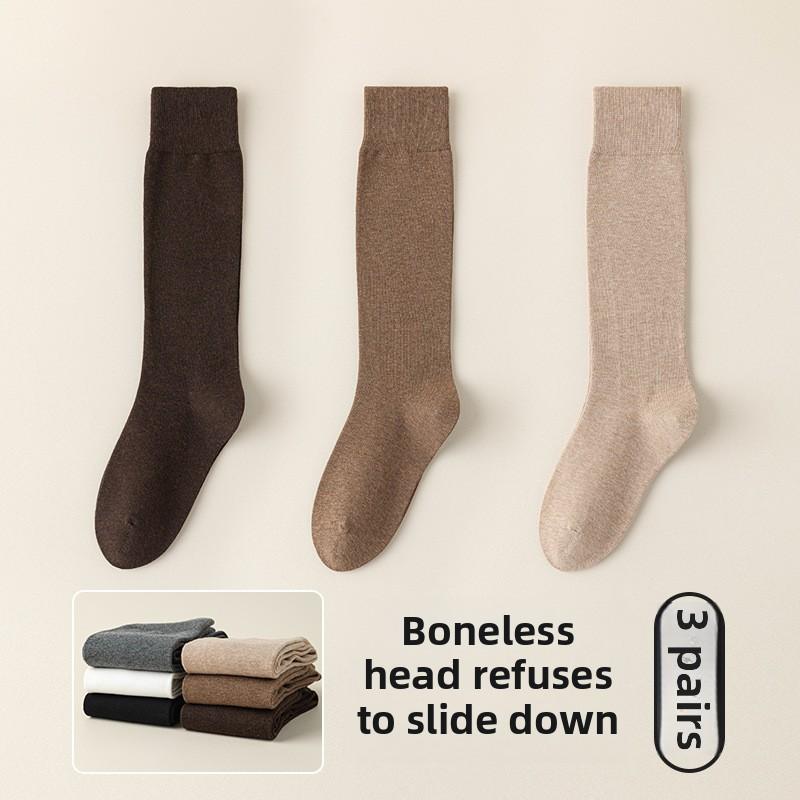 

3 пары женских осенне-зимних элегантных хлопковых носков Can Not Drop The Tube Show Leg Тонкие и длинные носки до колена 3 Pairs