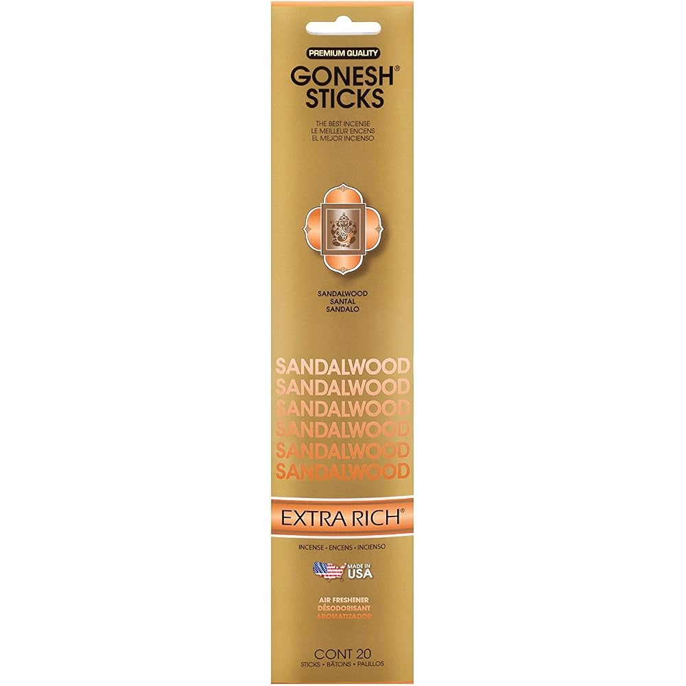 Gonesh Extra Rich Sandalwood Incense Sticks 20 Count