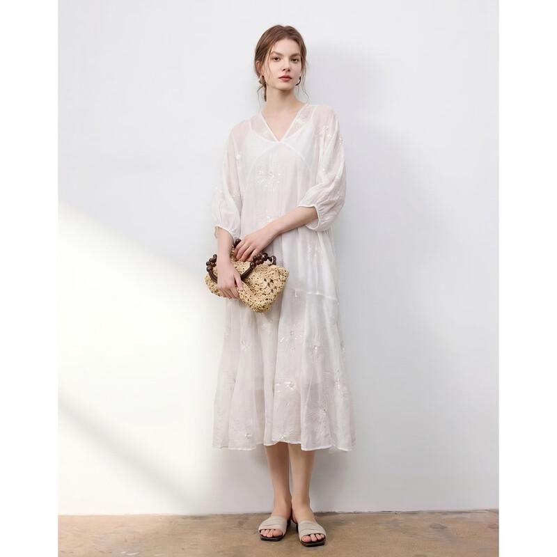 Demana Lyocell Sequin Embroidered Fishtail Midi Dress M