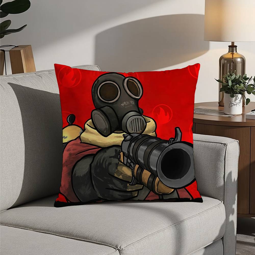 Tf2 Team F-Fortress 2 Pillow Case Sofa Decorative Home Double-sided Printing Short Plush Cushion Pillow Cover Holiday Gift