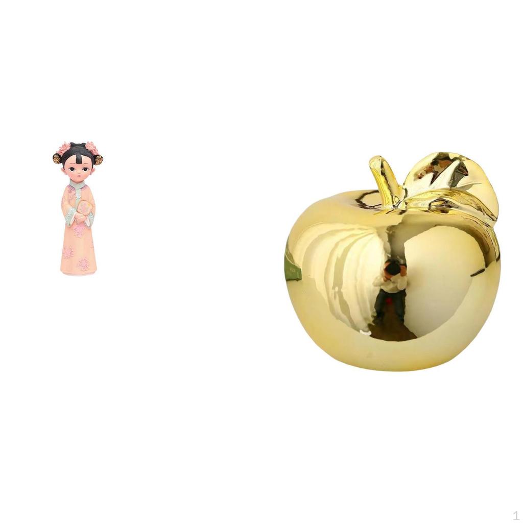 Traditional Chinese Girl Resin Fruit Ceramic Figurine Sculpture Miniature Craft Ornament for Bedroom