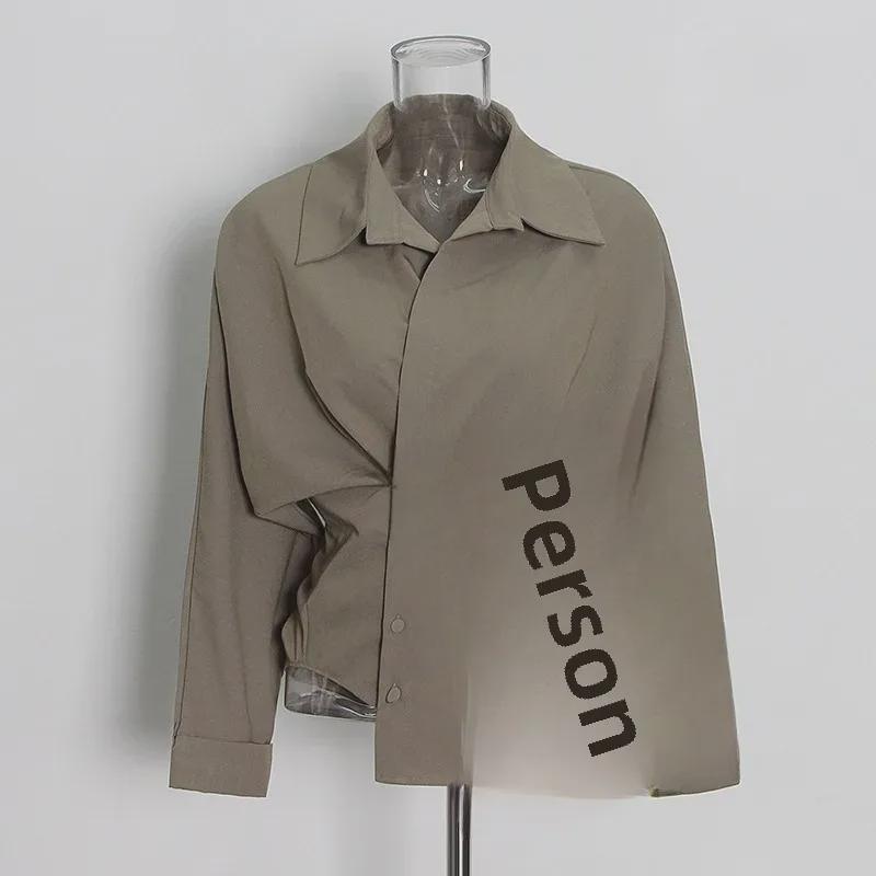 2025 Korean Women's Fashion: Irregular Solid Color Lapel Shirt + Short Skirt Suit