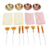 16-teiliges Gesichtsmasken-Mischschüssel-Set 4 Stück Edelstahl-Schüsseln Fächerpinsel Flachkopf-Pinsel Fleece-Stirnbänder Gold Silber