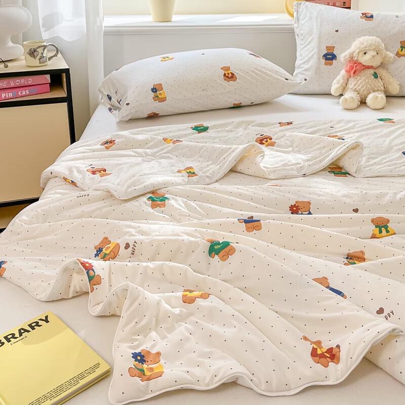 Belle Anna Cute Bear Knitted Soybean Fiber Summer Quilt