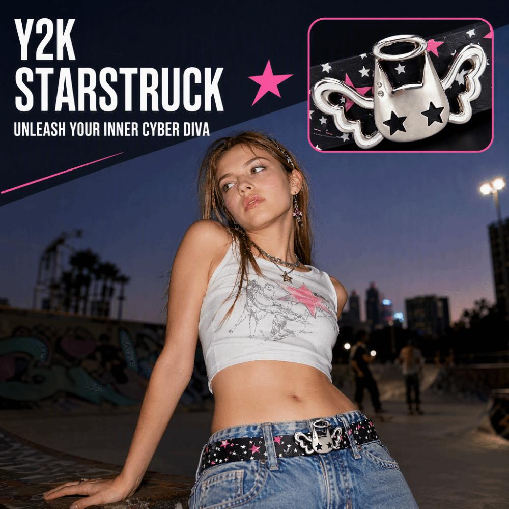 PU Leather Strap Star Print Belt Casual Y2K Waistband Decorative Jean Belt Mini Skirt Styling