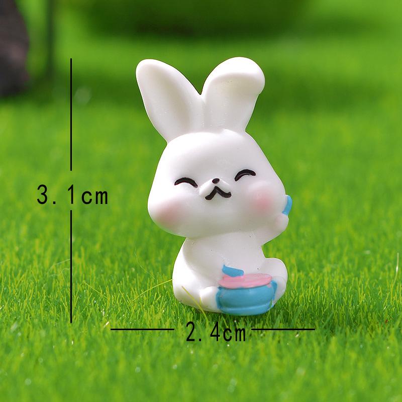 1/6 Figurine Miniature Funny Cute Rabbit Micro Landscape Ornaments For Hoom Decorations DIY Office Desk Accessories Room Decor