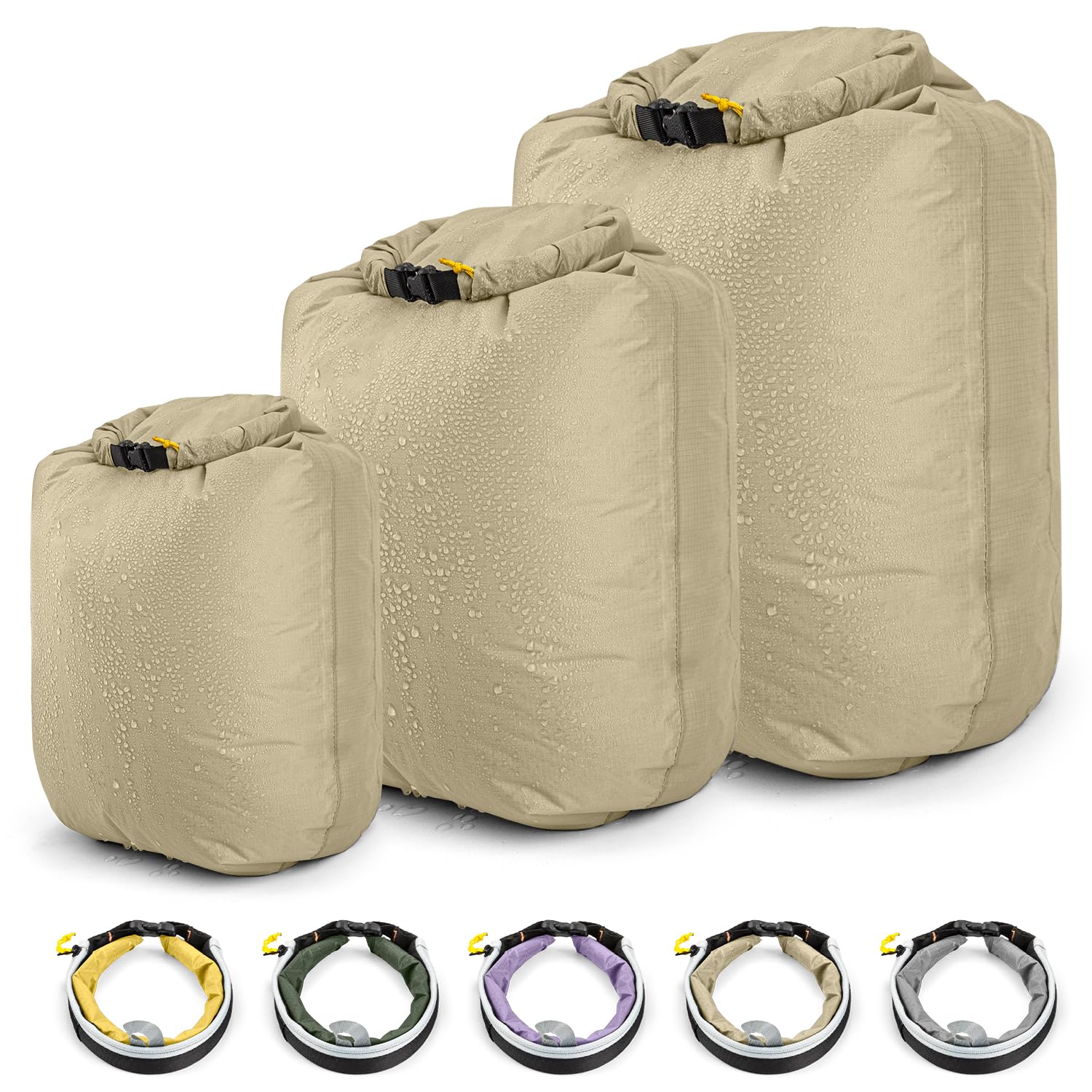 

Large Waterproof Dry Stuff Set of 3 Water Resistant to Over Durable 20D Nylon Perfect for Outdoor and Everyday Storage Capacity, Lightweight, Bags,