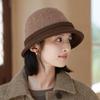 Imitation Wool Warm Bucket Hat Autumn and Winter Hat Women's Elegant British Wind Basin Hat Retro Bucket Hat