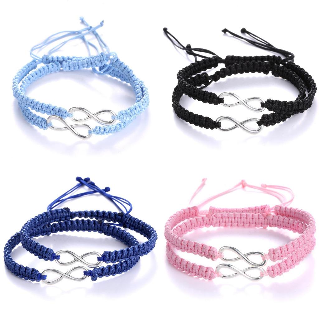 Handgjorda oändlighetssymbolarmband med justerbar flätad design för par och som present