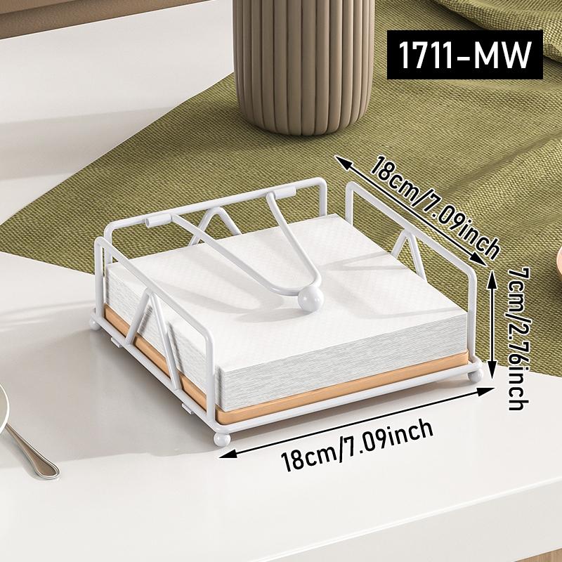 Elegant flat paper napkin rack with dispenser arms - white/black napkin rack for tables, kitchens, countertops and outdoor table