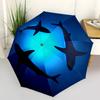 Oceanic Adventure: Shark Silhouette Circular Wall ArtUmbrella, Portable 3-Fold Compact Umbrella for Men & Women Gift