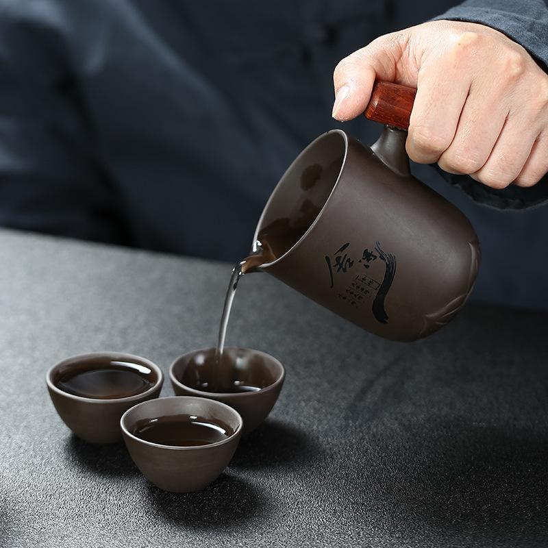 Purple Clay Concentric Travel Set Combination Portable Ceramic Teapot Kung Fu Quick Tea Cup Holiday Gift Wholesale