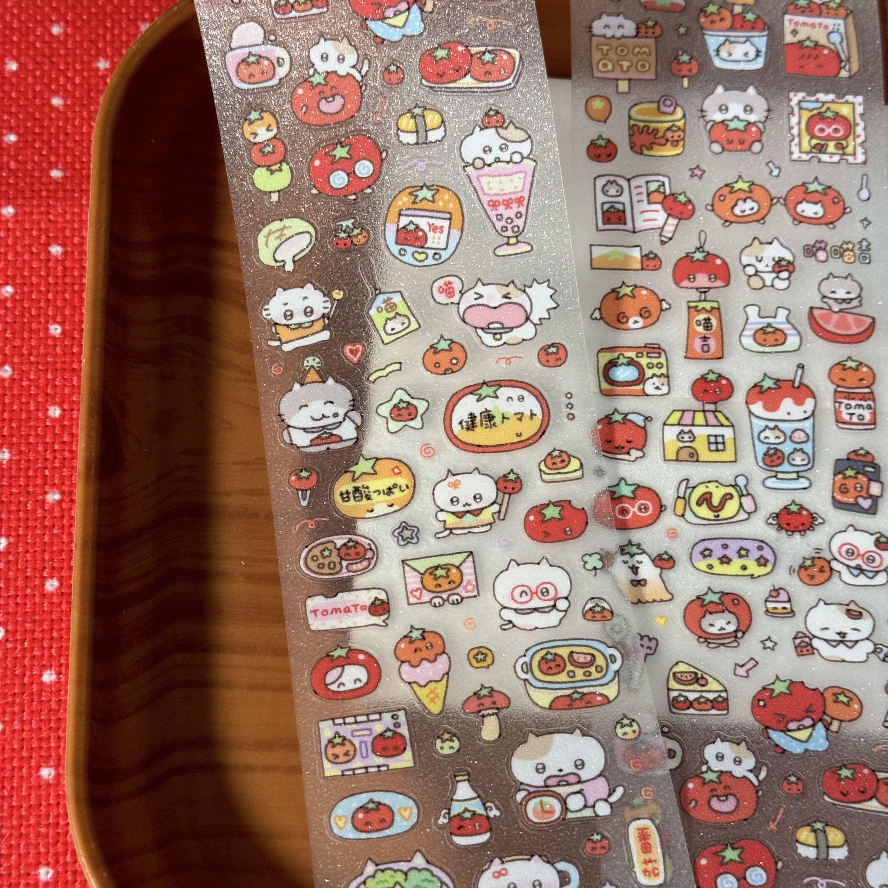Sticker Roll Cute Stationery Tomato Meow, Cartoon Tomato Kitten Journal Decoration