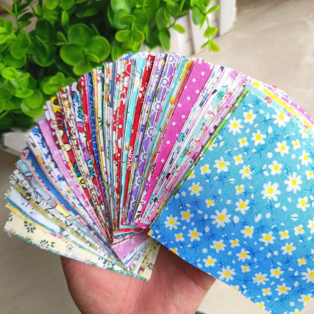 50pcs Pure Cotton Floral Fabric Squares - 10x10cm Pastoral Print Assortment for DIY Doll Crafts and Handmade Projects