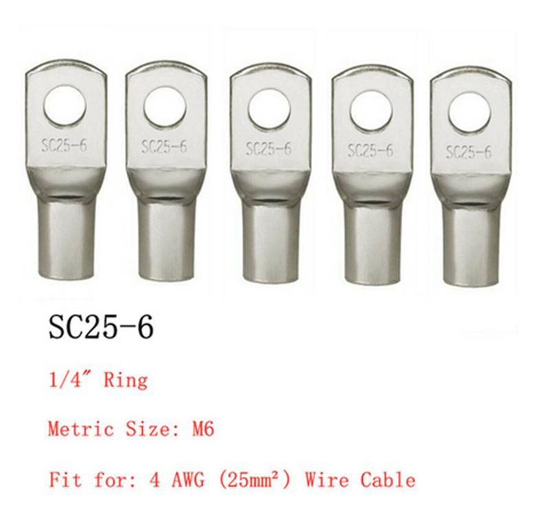20PCS 4-25mm Assortment Tinned Copper Lugs Ring Crimp Terminals Battery Wire Welding Cable Connectors Kit