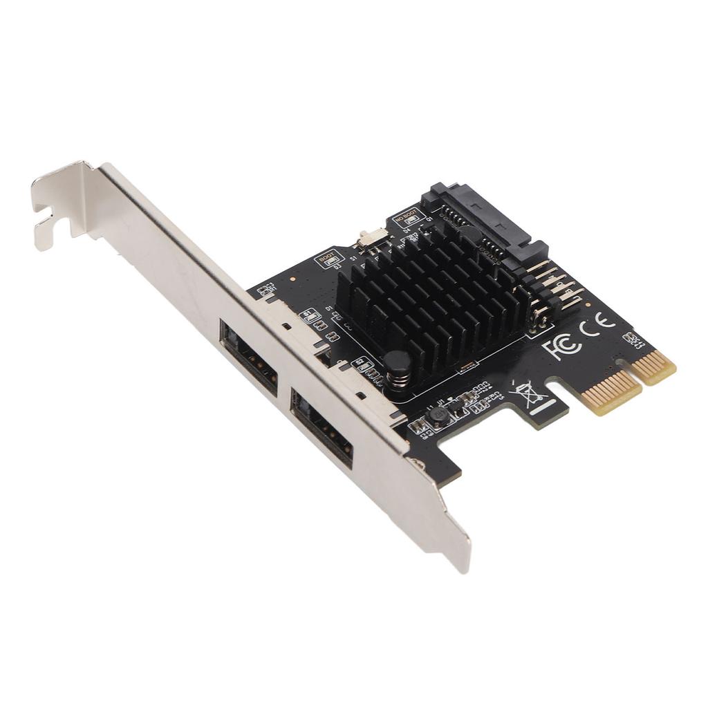 PCIE to Power ESATA Expansion Card 2 Port 6.0Gbps Support Hot Swap Plug and Play PCI Express SATA Card for Desktop