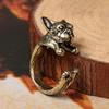 Justerbar Retro Bulldog åpninger Ring Unisex Animal Pit Bull Dog Punk smykker