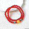 Qian Jing Wan Ma Red Agate Women's Lotus Pod Multi-strand Bracelet - Small Accessories