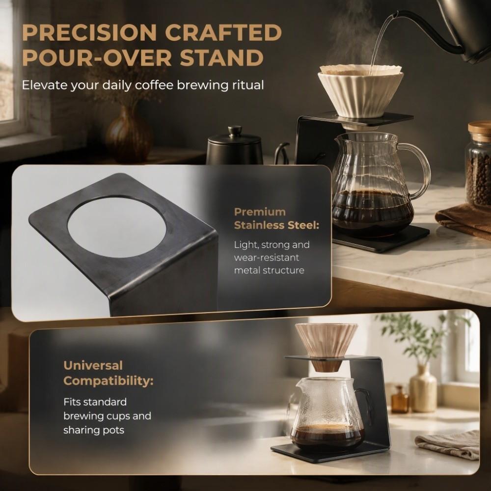 Black Drip Coffee Stand 7.1in Compact Base Pour Over Coffee Station Kitchen Counter
