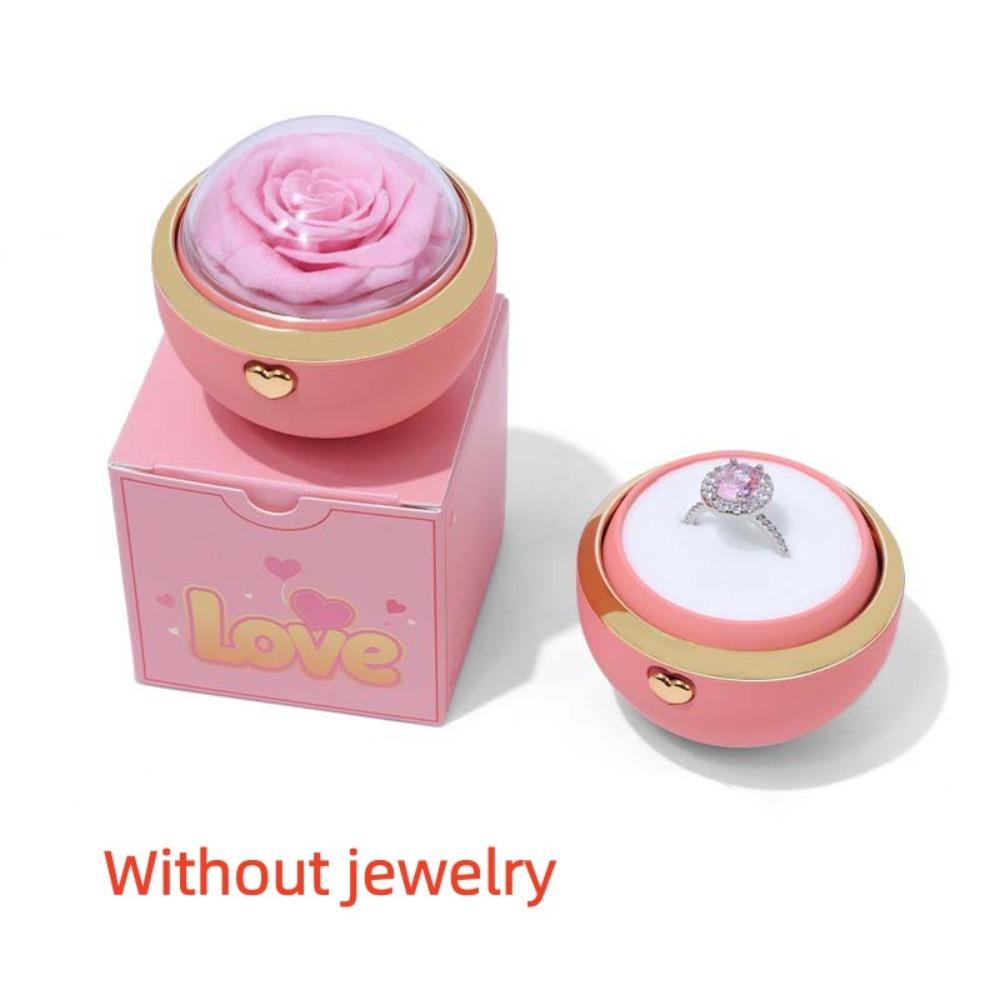 Soap Rose Flower Finger Ring Box Rotation Valentine's Day Gift Box Wedding