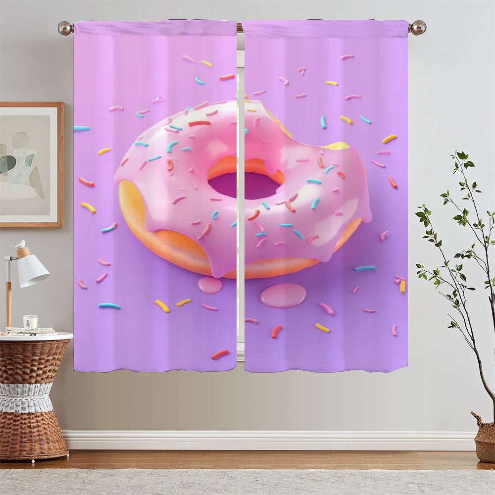 

Изысканные занавески для кухни в виде пончика, 2 шт., занавески для гостиной, щупальца, кудри, жалюзи, подхваты для штор из бисера, жалюзи W50xH70cmx2pcs-CL