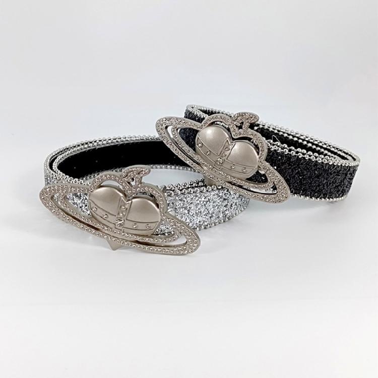 Heart Buckle Waist Belt for Women Blingbling Sequined Belt All Matching Western Belt Shimmering Belt for Jeans Pants