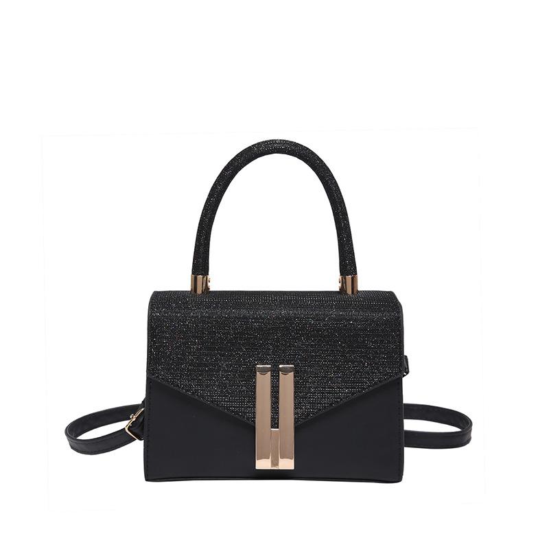 

Корейская версия женской темпераментной сумки для поездок на работу и обратно с текстурой 2024 года, сумка-мессенджер через плечо с пайетками и текстурой чёрный