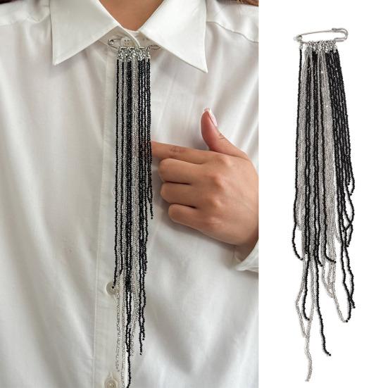 Beaded Tassel Pin Brooch Boho Chain Tassel Brooch Retro Dangle Brooch