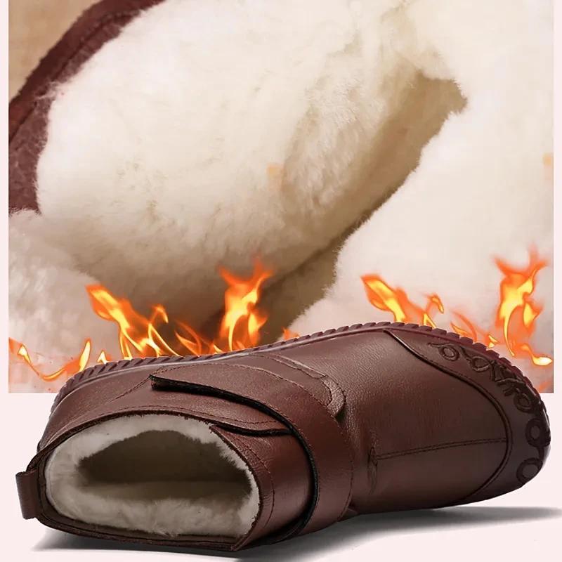 Fashion Comemore 2025 New Women's Leather Ankle Furry Boots Thick Bottom Plush Shoes Women Winter Warm Fur Boot Female Fashion Footwear
