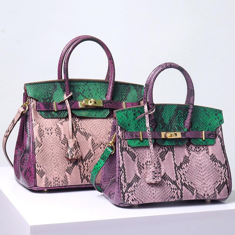 Nuova borsa in pelle platino a contrasto grande capacità borsa a mano in pelle di mucca alla moda e di atmosfera semplice borsa a spalla da donna