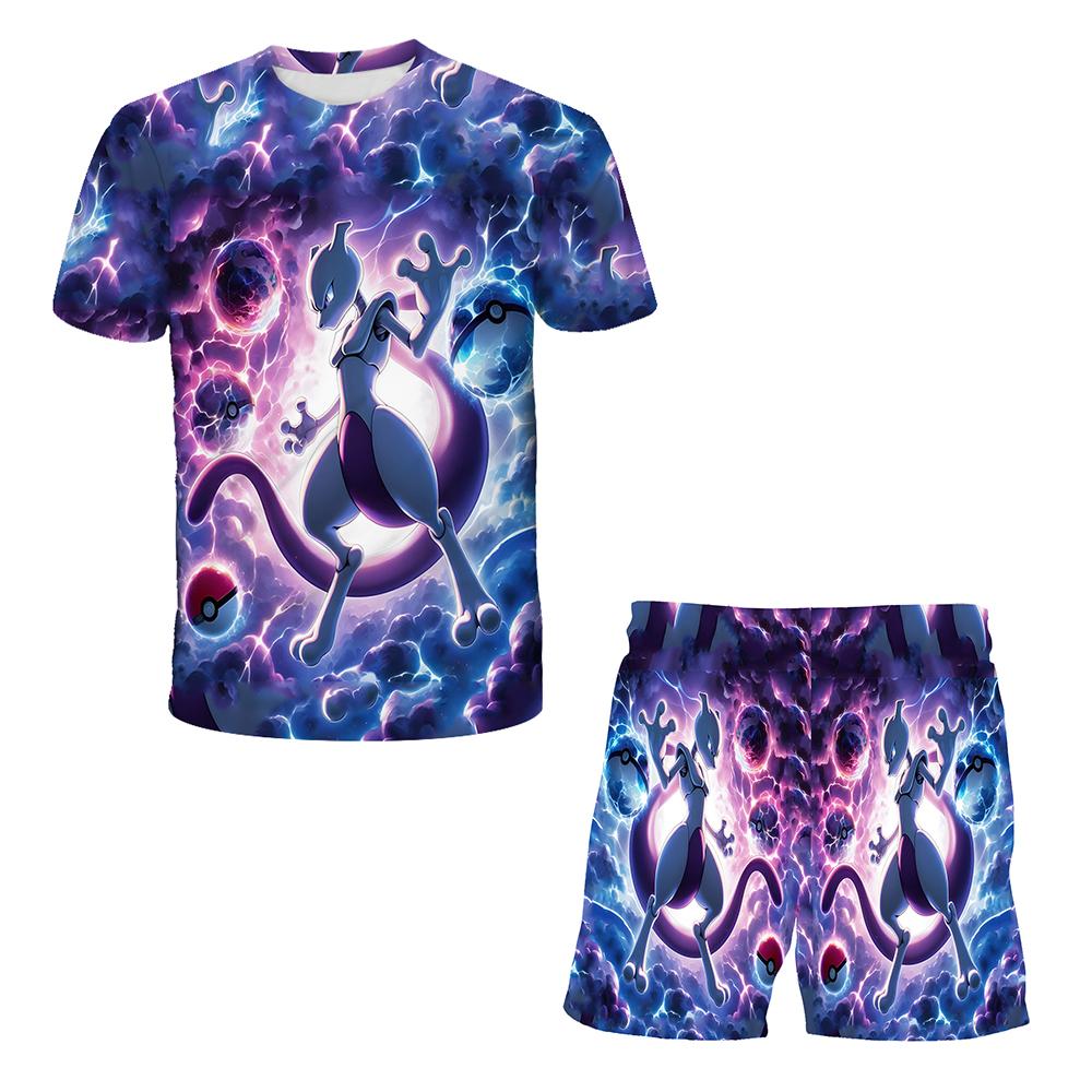 

2025 MINISO Дитяча футболка+шорти Набір Аніме Мультфільм Пікачу Топ Шорти Набір з двох предметів Літній Повсякденний одяг Подарунок Милий набір з Пікачу Дитяча футболка 120