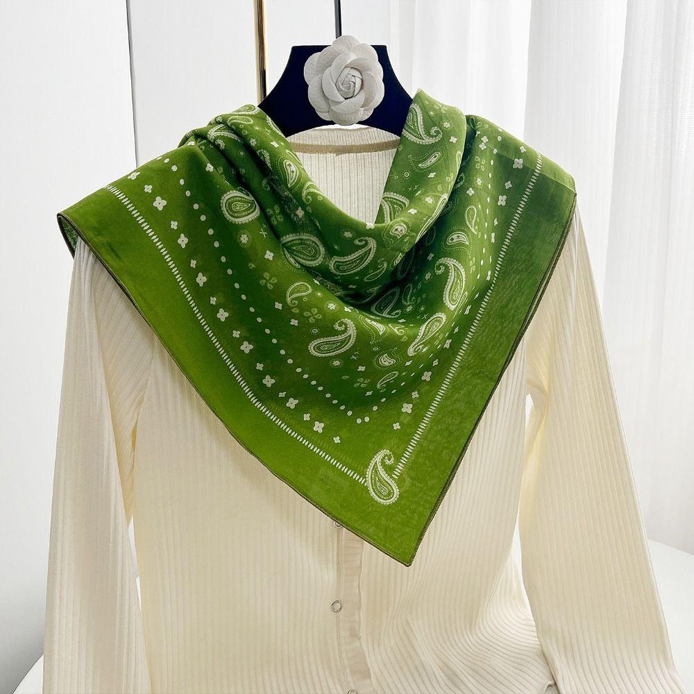 Thin Cashew Nut Print Silk Scarf Breathable Square Handkerchief Retro Small Scarves Women