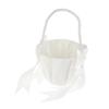 Westlicher Stil Hochzeit Perlen Griff Blumenkorb Schleife Satin Weiß Westlich Rustikal Schleife Hochzeit Blumenkorb Für Blütenblätter