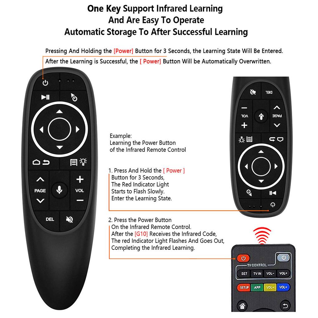 Voice Remote Control Gyroscope Backlight 2.4G Wireless Controller USB 17 Keys Smart Replacement Battery Operated for Office