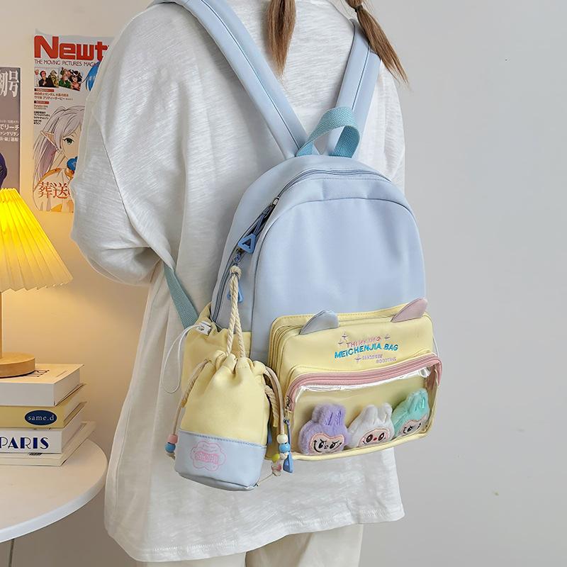 High Value Ins Wind School Bag, Junior High School Girls, Cute Japanese Bar Pain Bag, Light Backpack, Small Backpack for Students