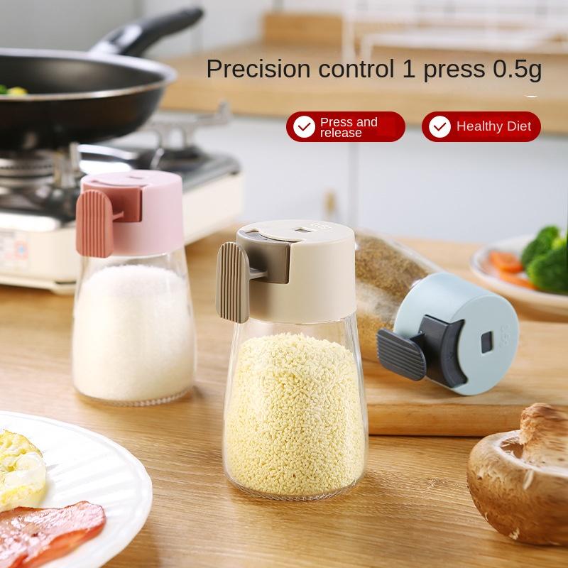 Measuring Salt and Pepper Shakers Precise Quantitative Ration Spice Dispenser Air-Tight Clear Glass Seasoning Bottle for Kitchen