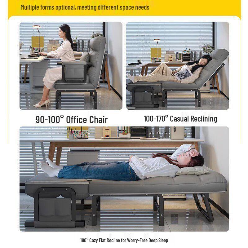 Foldable Multi-Functional Office Nap Sofa Bed: Durable, Reinforced Single Lounger for Home