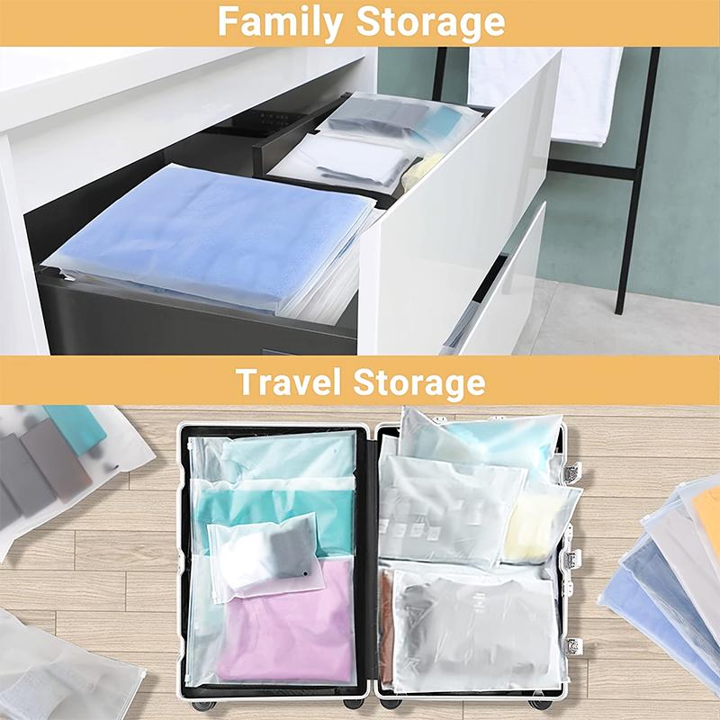 10PC Travel For T-Shirts Shirts and Documents Clothing Storage Bag Frosted Ziplock Bags
