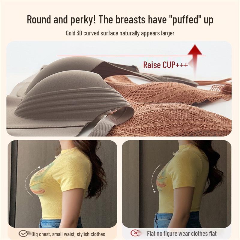 Seamless Push-Up Bra with Side Support: Sexy Cutout Design for Comfort, Lift, and Enhancement of Small Chests.