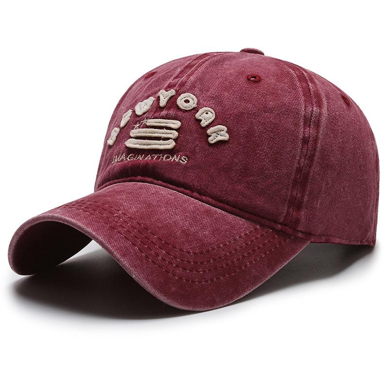 

New fashionable men s and women s baseball caps, spring and autumn outdoor visors, breathable washed retro peaked caps. Adjustable червоний